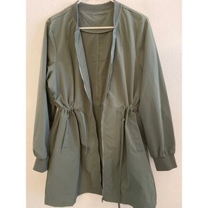 Drawstring longline bomber jacket